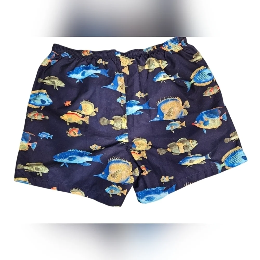 Vintage Men's Nautica Fish (Navy) Swim Trunk Shorts Sz XL